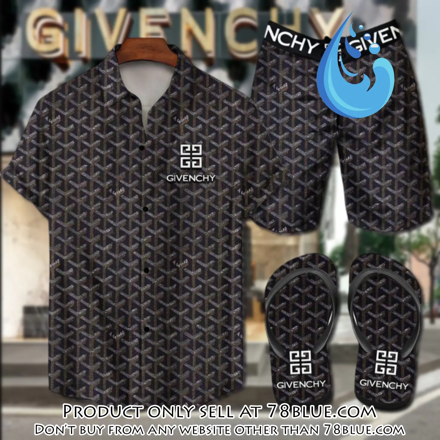 Givenchy flip flops and combo hawaii shirt shorts luxury brand summer outfit hsf219 78b1115906